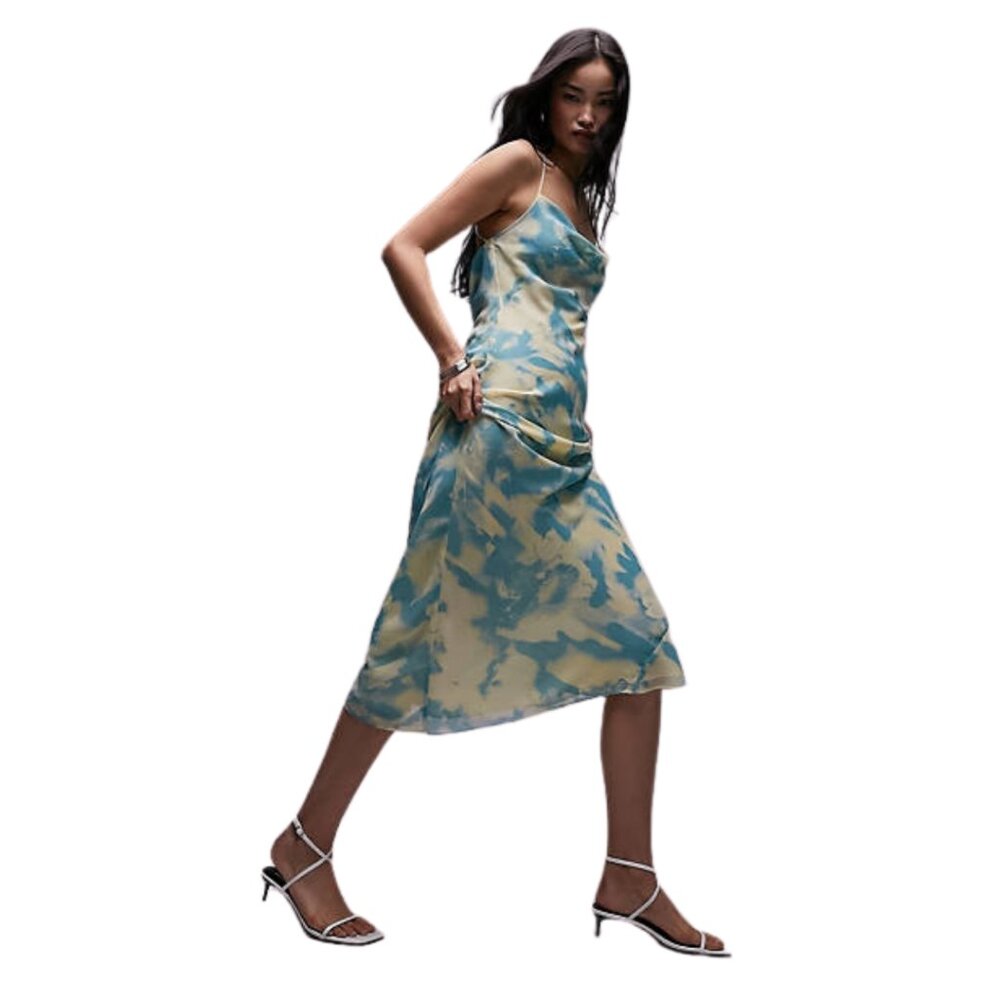 Topshop Abstract Print Georgette Midi Dress – US 12 (fits like 14)